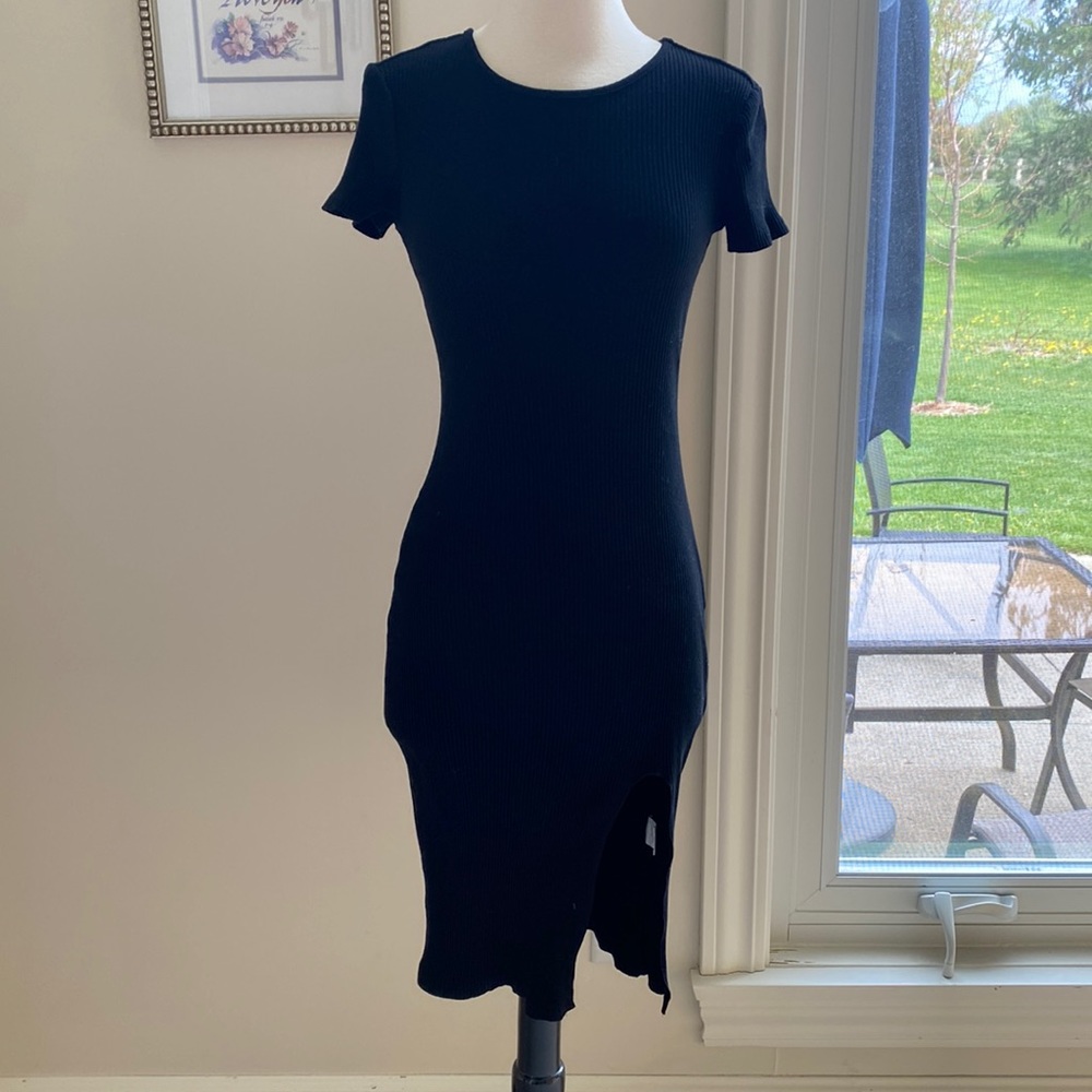 • Shein Black Ribbed Dress •